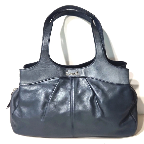 Coach Lexi Leather Gray Blue Metallic Large Carryall Shoulder Bag Purse F18829 - Picture 14 of 14